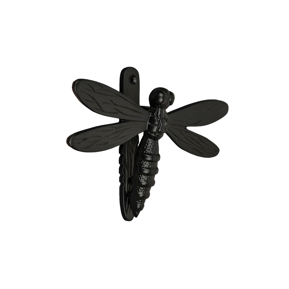 Brass Dragonfly Door Knocker - Polished Black